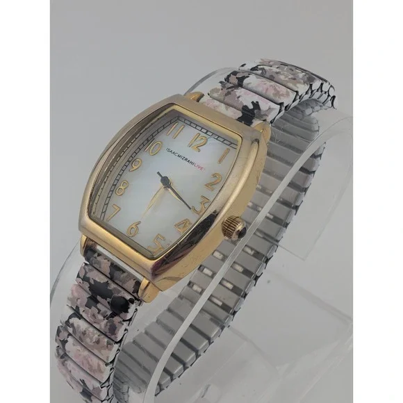 Isaac Mizrahi Live Watch Women MOP Dial Floral Stretch Band IMZ738A- New Battery - Picture 4 of 8